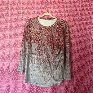 Elegant Red and White Women's Top